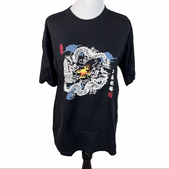Dragon and Fire T-Shirt, Black, White, XLarge - Picture 1 of 9